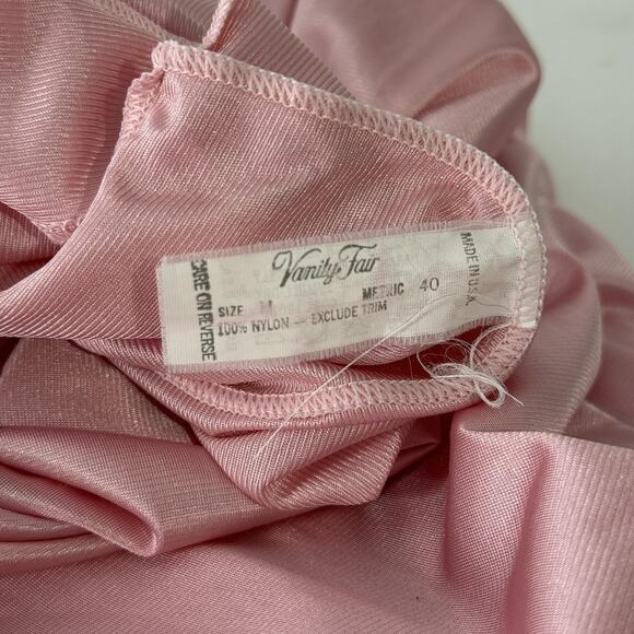 Vintage Vanity Fair Nightgown Womens Medium Pink Nylon Lace Embroidered USA 80s - Picture 4 of 6